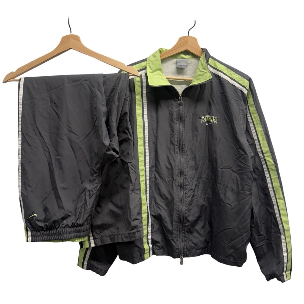 Vintage‎ Nike Tracksuit Set Grey Lime Green size Large Windbreaker Set